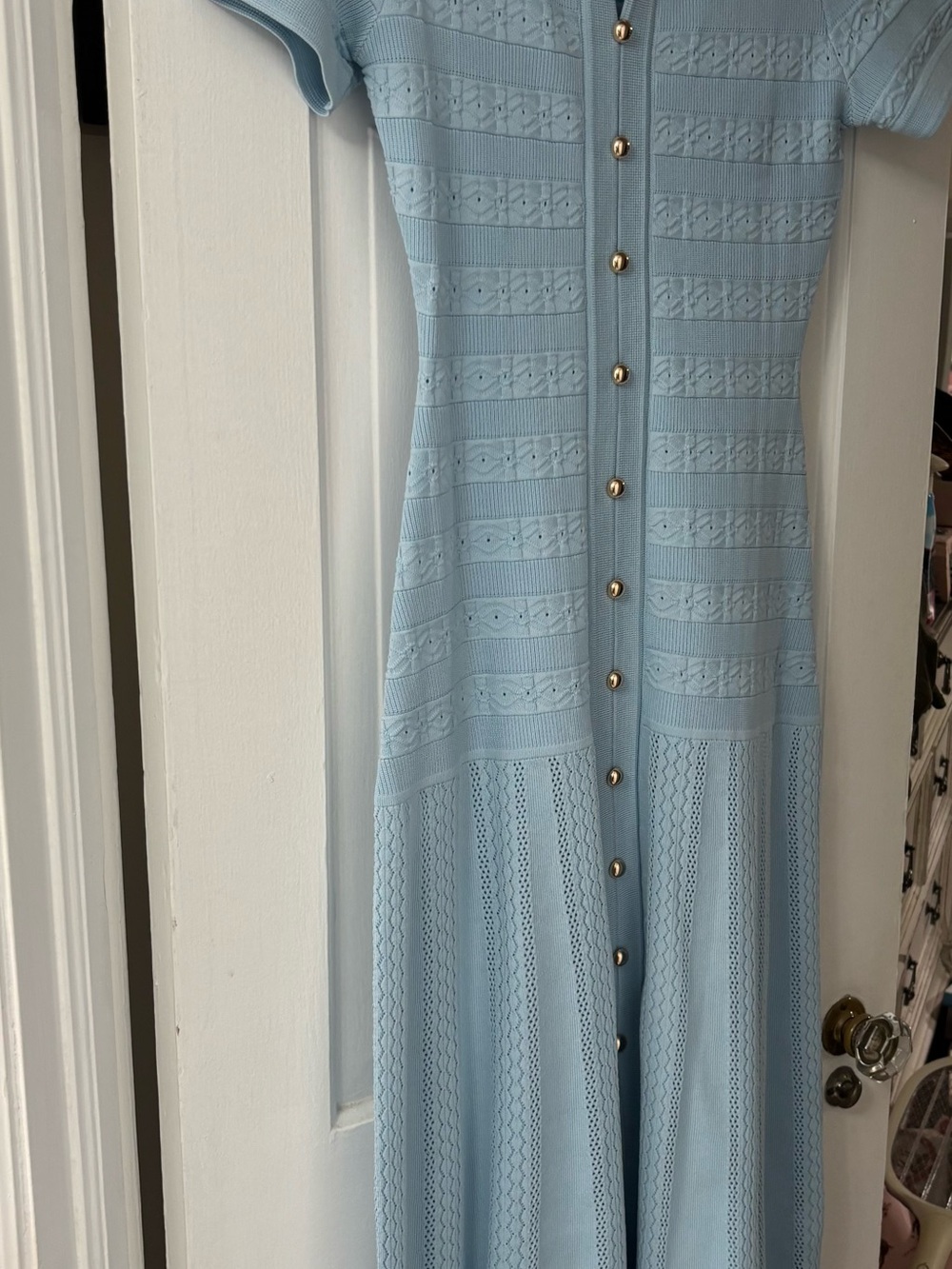 Commense Pale Blue Button-Front Knit Midi Dress - Picture 10 of 10